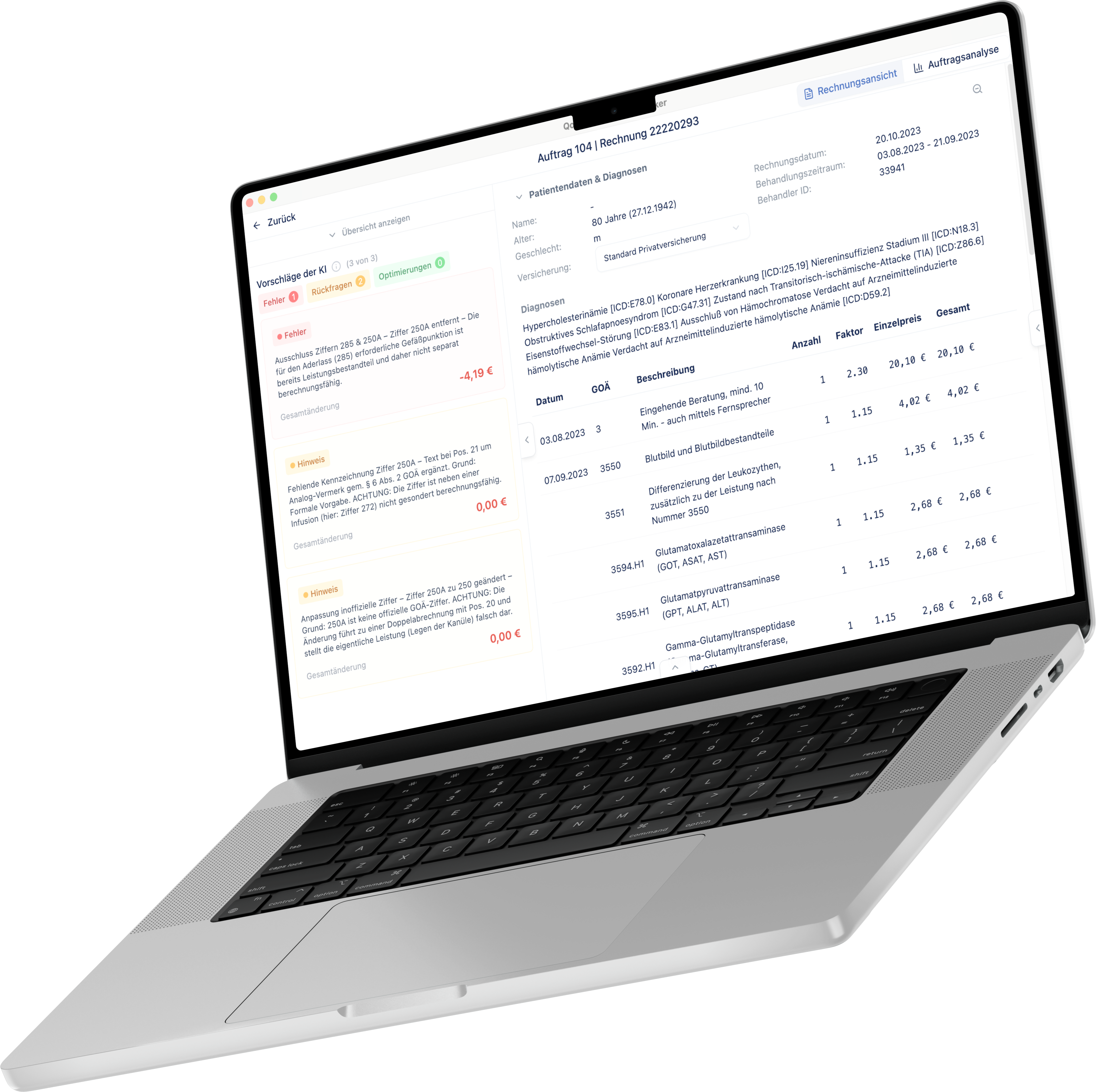 Qodia Check auf einem MacBook